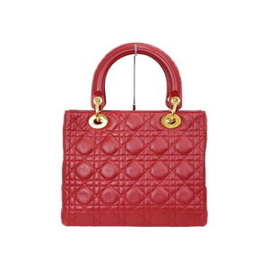 Dior Red Bag Shoulder Handbag Leather Christian Lady